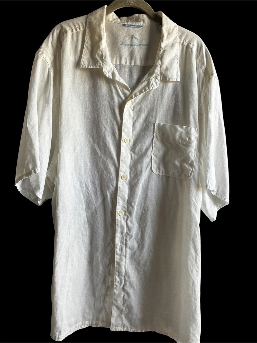 Men's Tommy Bahama Linen Shirt White Short Sleeve Size XXXLT